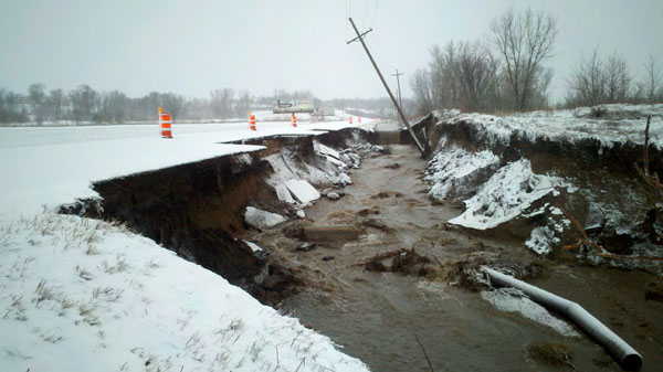 collapsed road